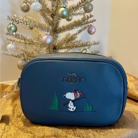 Coach Handbags - COACH NWT- Coach x Peanuts Blue Snoopy Pebbled Leather Crossbody/Camera Bag
